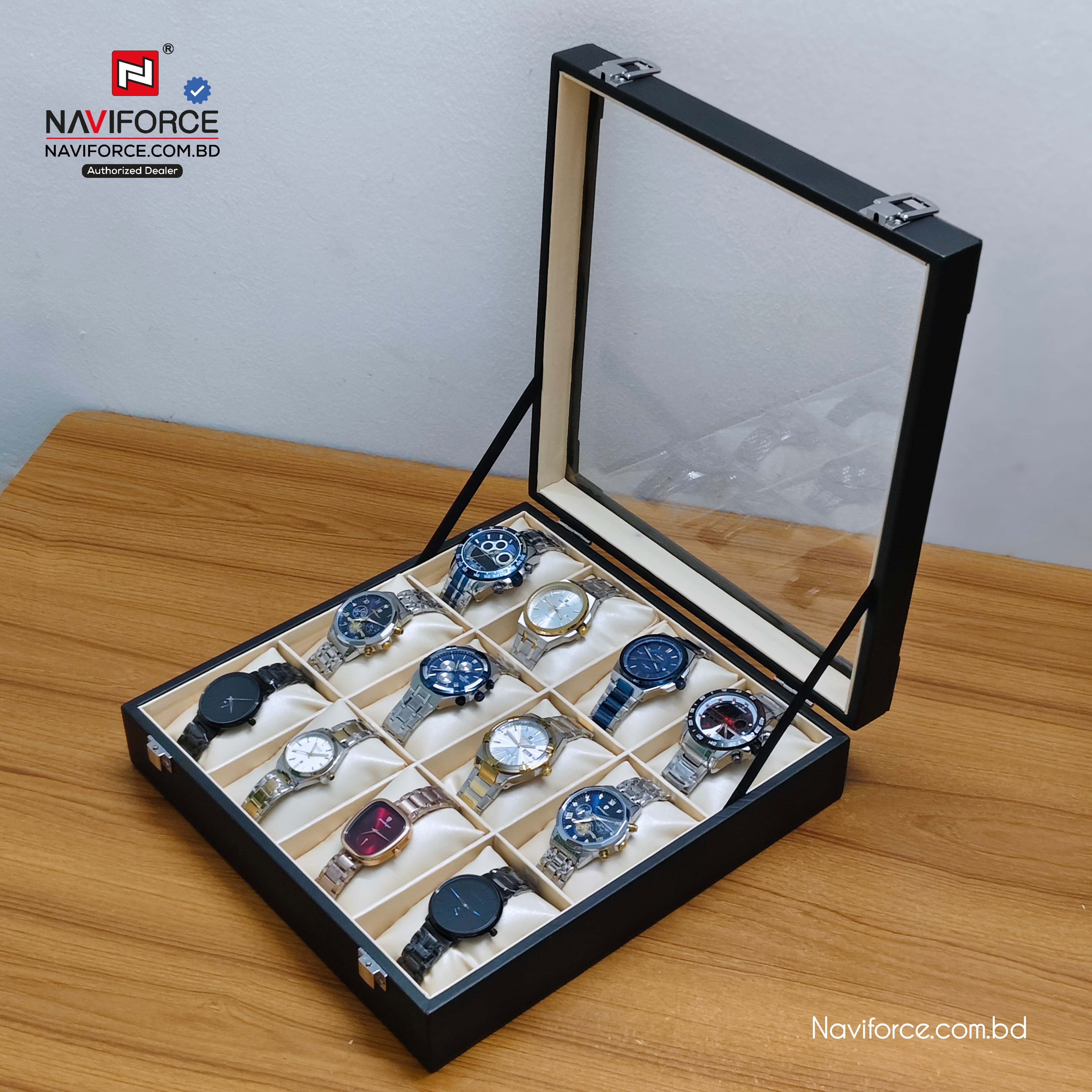 Watch Display Case Box - 12 Slots (Black)