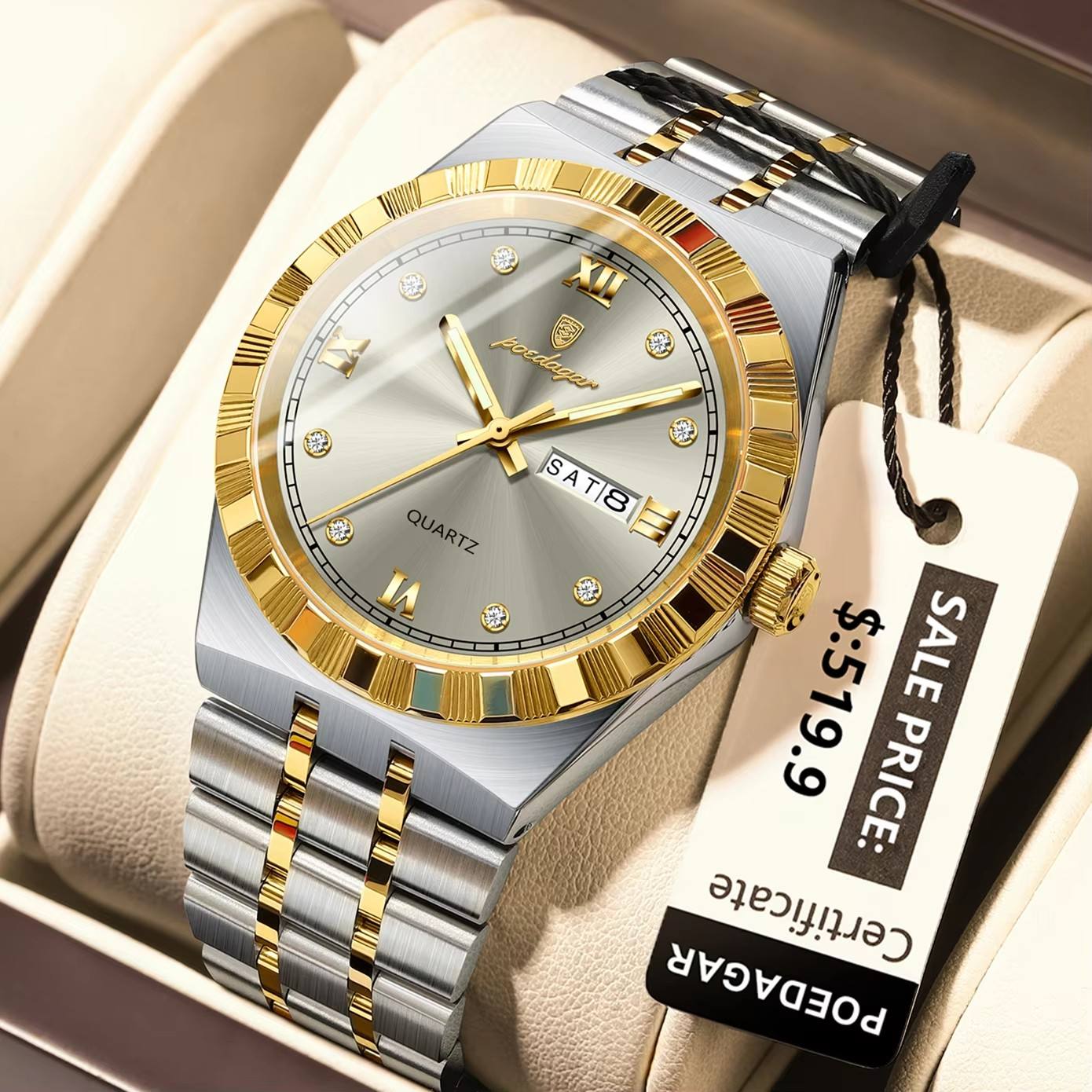 Poedagar 872 For Men - Silver Gold Gray