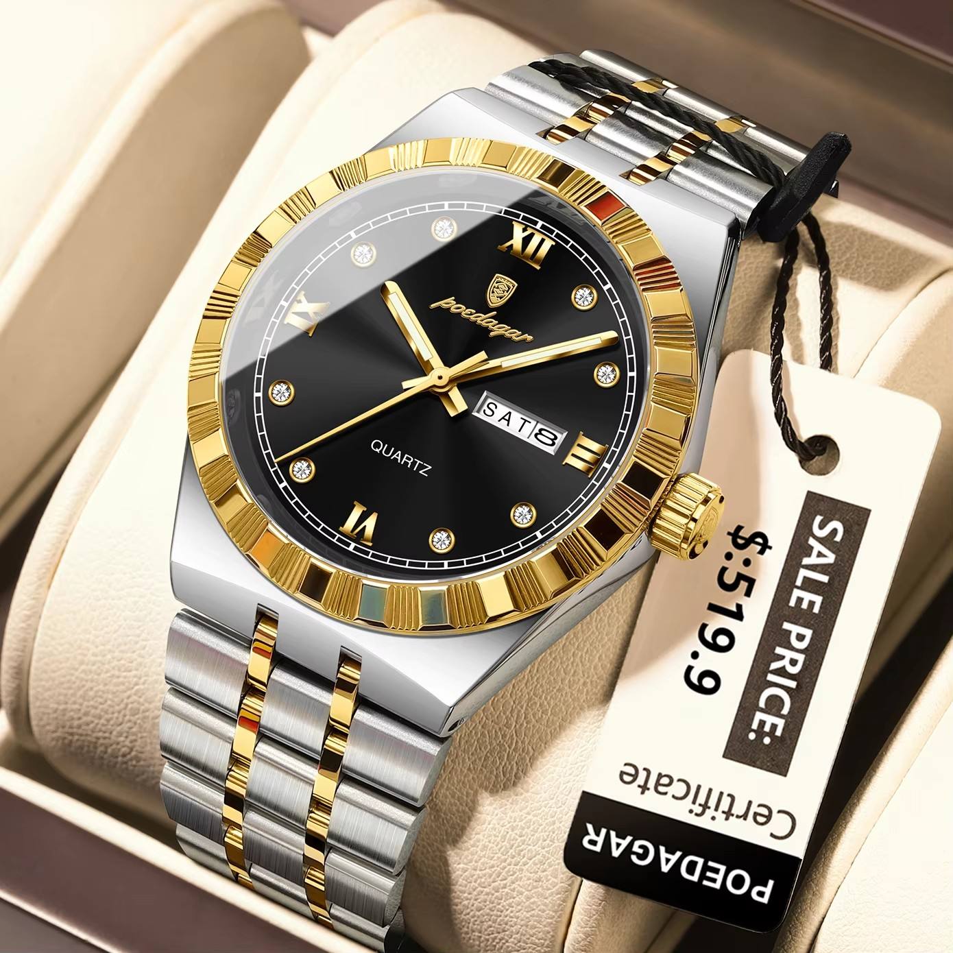 Poedagar 872 For Men - Silver Gold Black