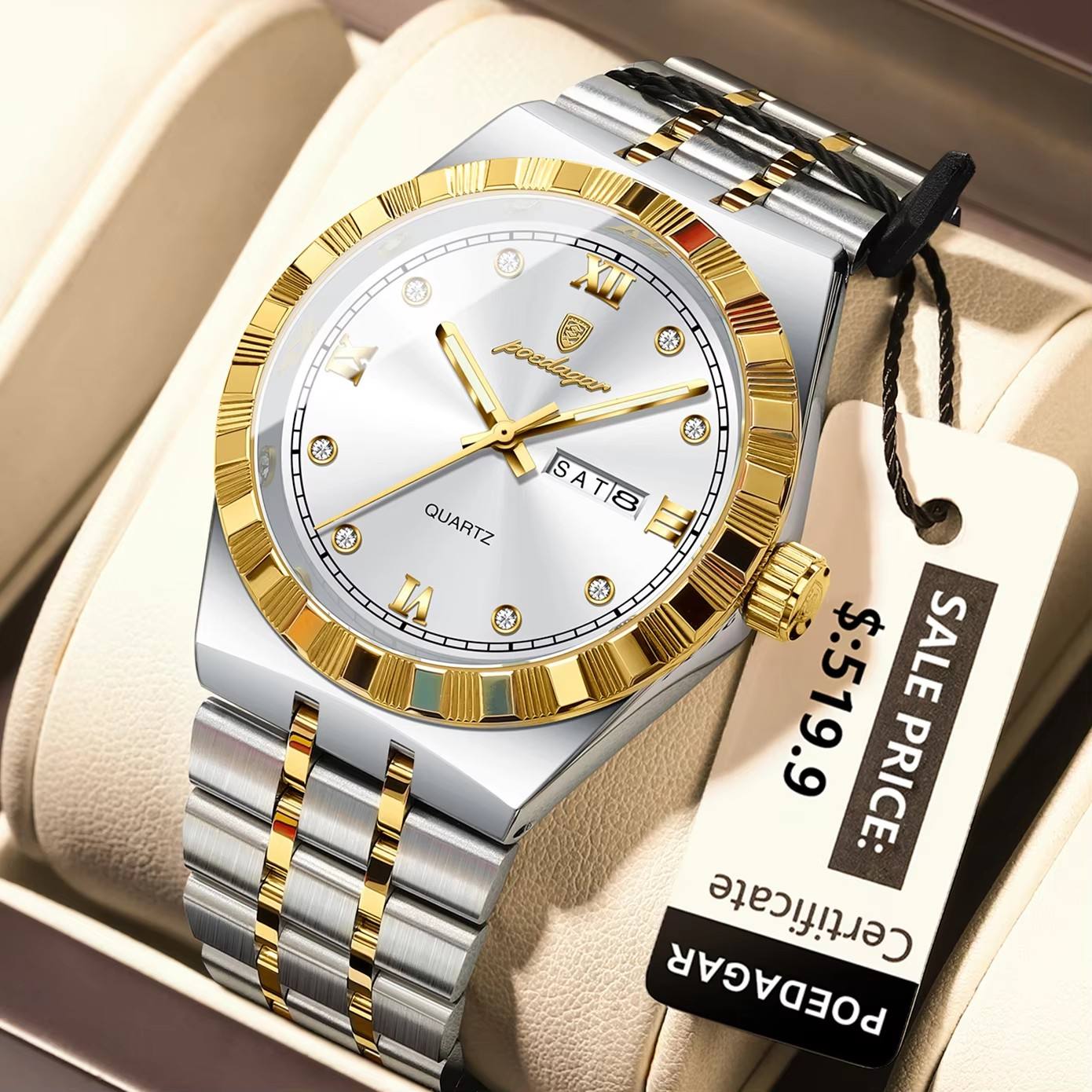 Poedagar 872 For Men - Silver Gold White