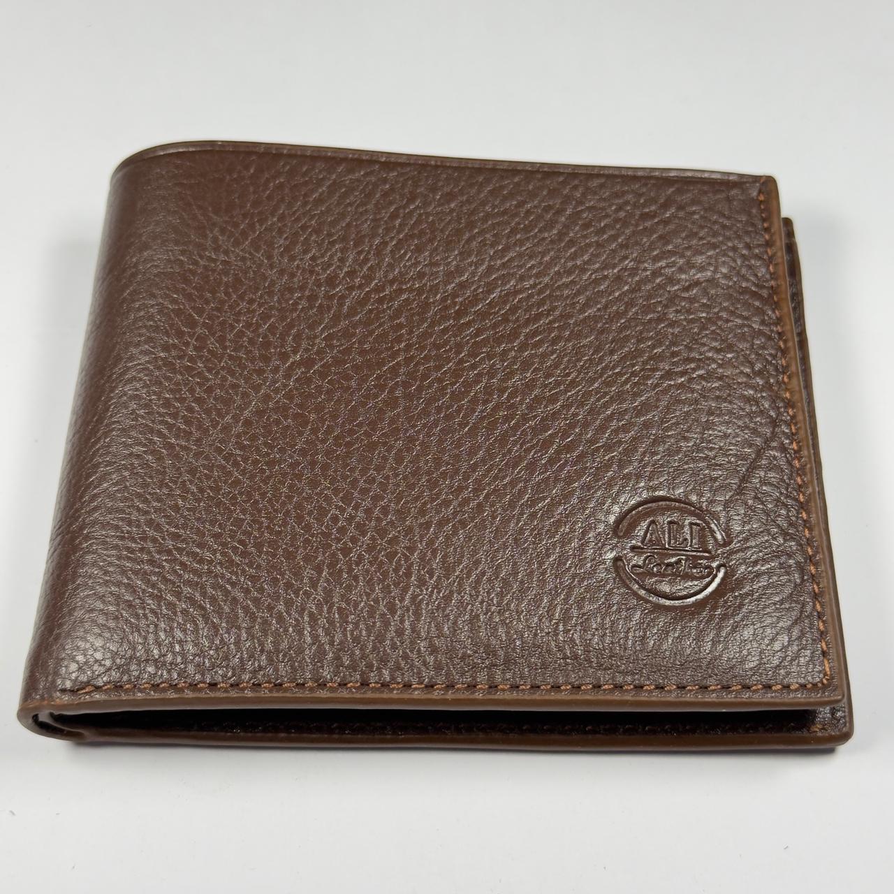 Zipper Pocket Coffee Wallet For Men Made By 100% Cow Leather =W064