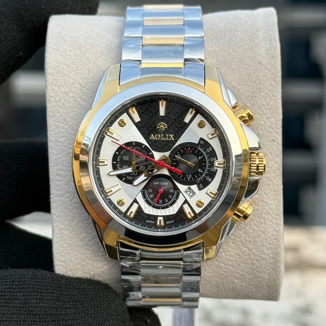 Aolix 7054 Men's Watch - Silver Black Gold