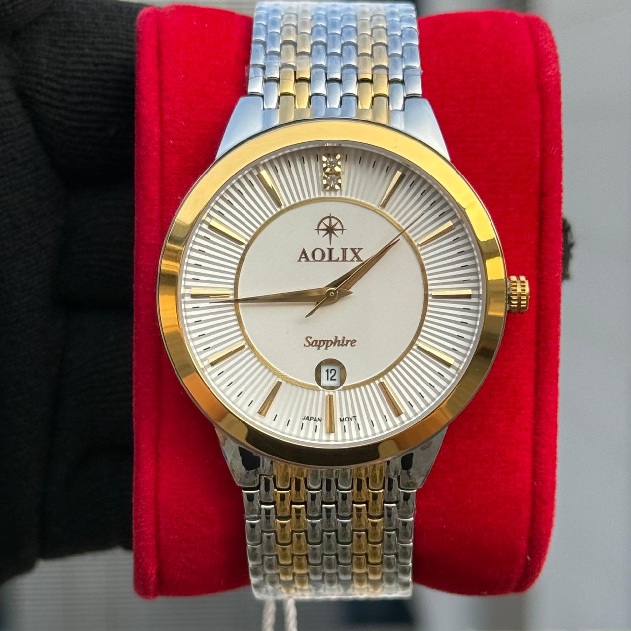 Aolix 9141 Men's Watch - Silver Gold White 