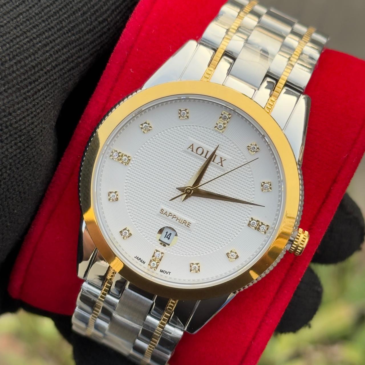 Aolix 9140 Men's Watch - Silver Gold White 