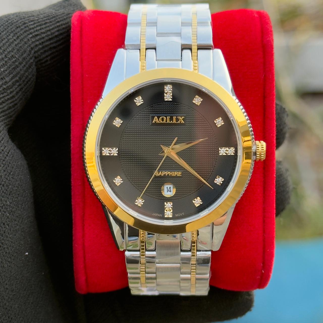 Aolix 9140 Men's Watch - Silver Gold Black