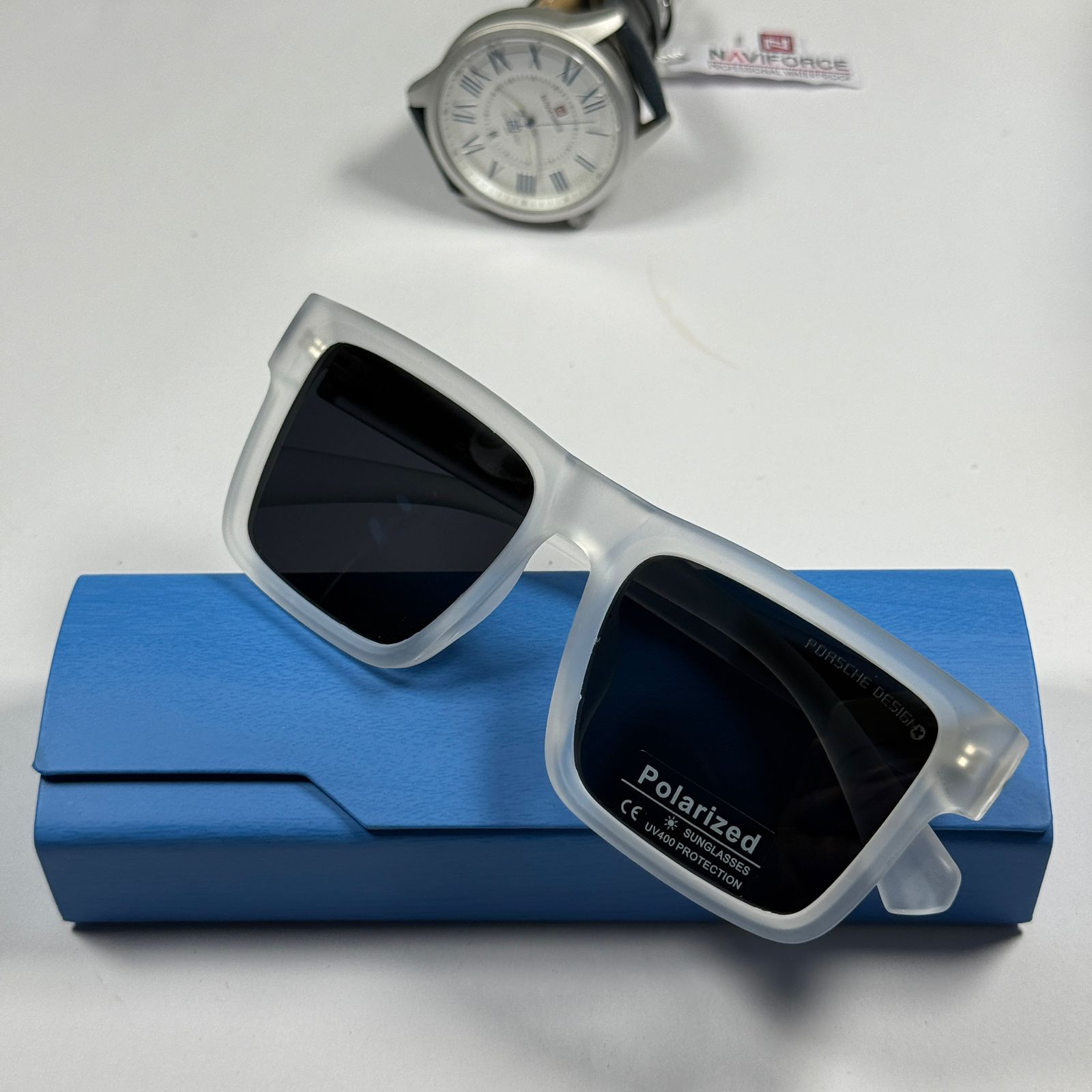 Porsche Square Sunglasses 30334 C5 - Transparent White Grade A