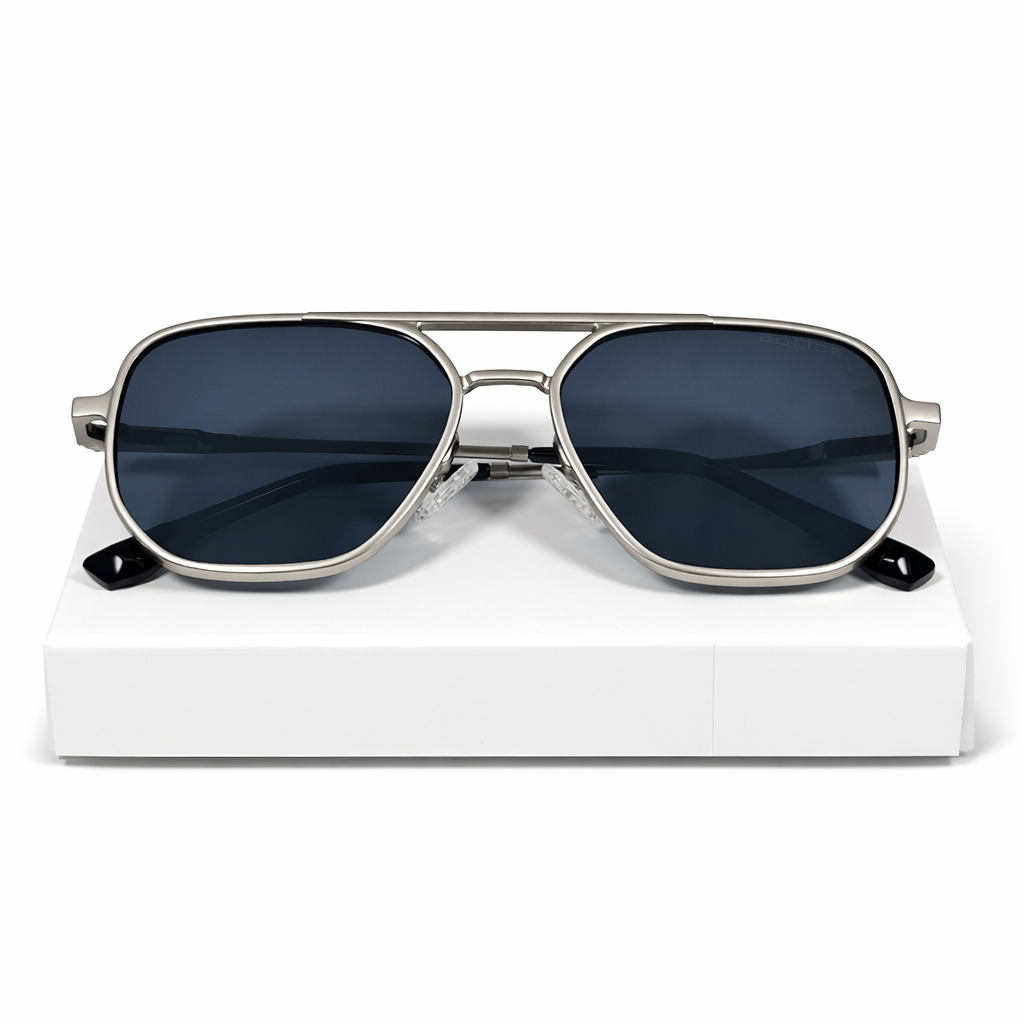 Police Inspired Design Modern Aviator Sunglasses Mj-521 C2 - Silver 