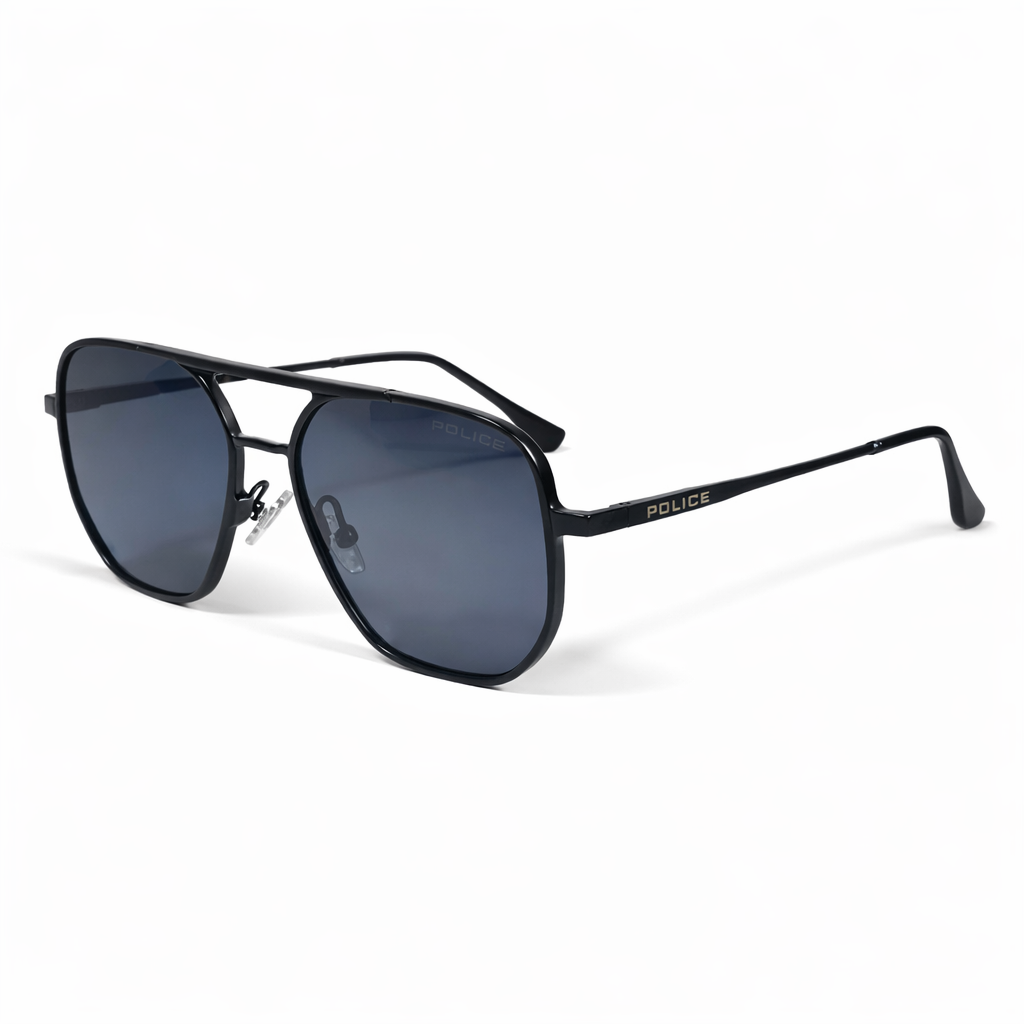 Police Inspired Design Modern Aviator Sunglasses Mj-521 C1 - Black