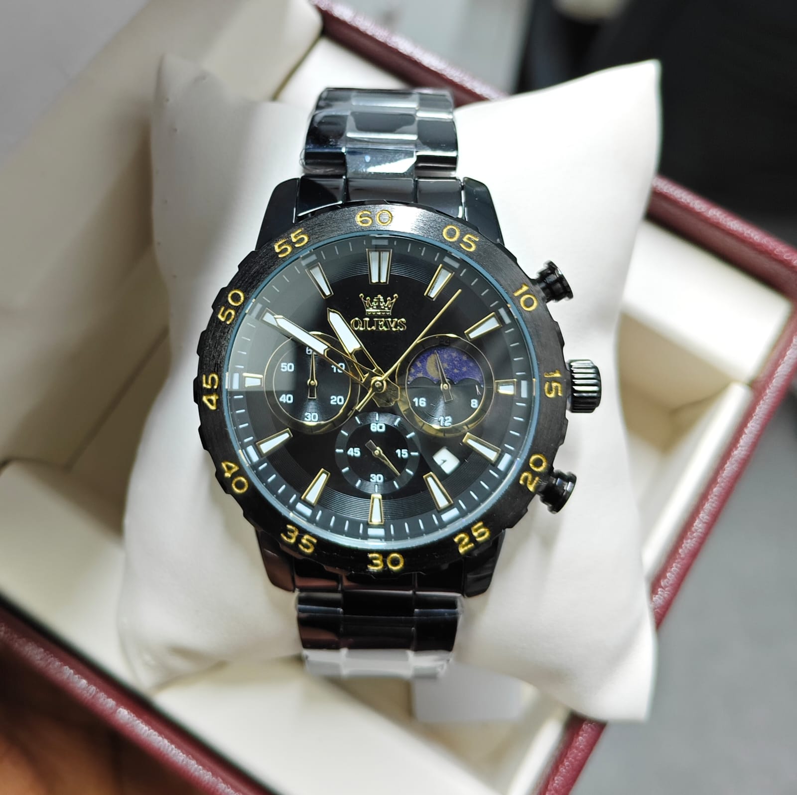 Olevs 3720 CH For Men - Black