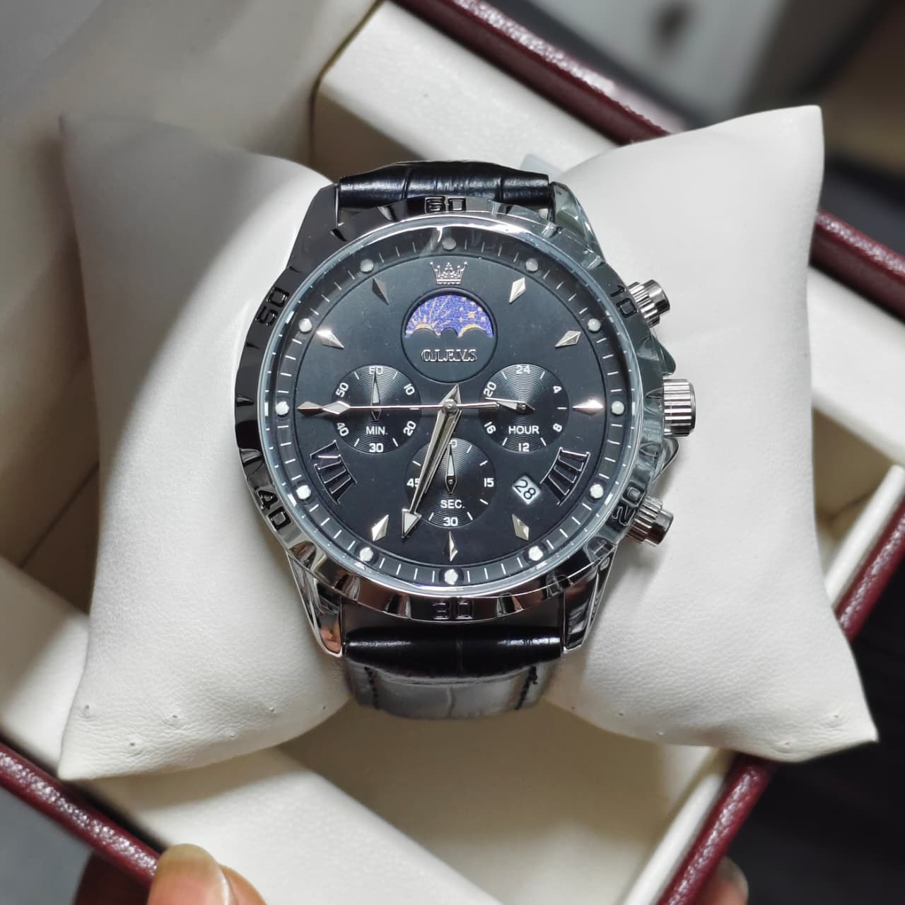 Olevs 2949 L- Silver Black For Men