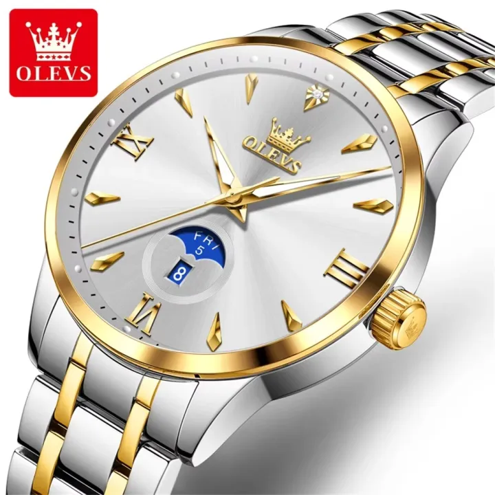 Olevs 3646 CH – Silver Gold White For Men