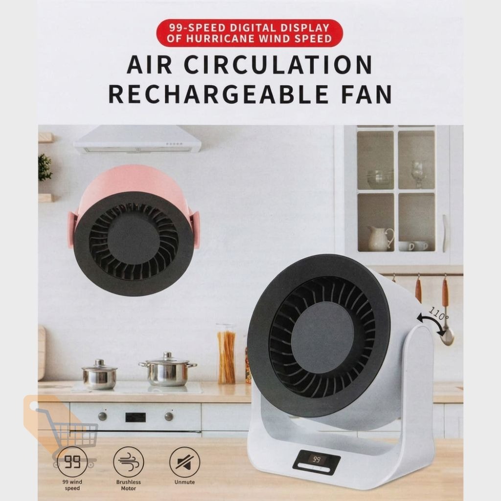 99-Speed Digital Display Air Circulation Rechargeable Fan