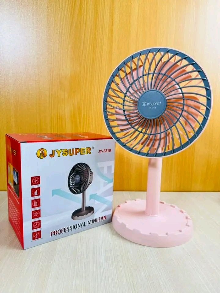 JY SUPER JY-2218 Lithium Rechargeable Mini Table Fan - Pink