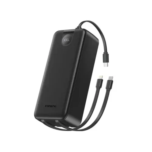  Foneng (PX108) 30000mAh 22.5W Power Bank with Built-In 3 Cables - Black