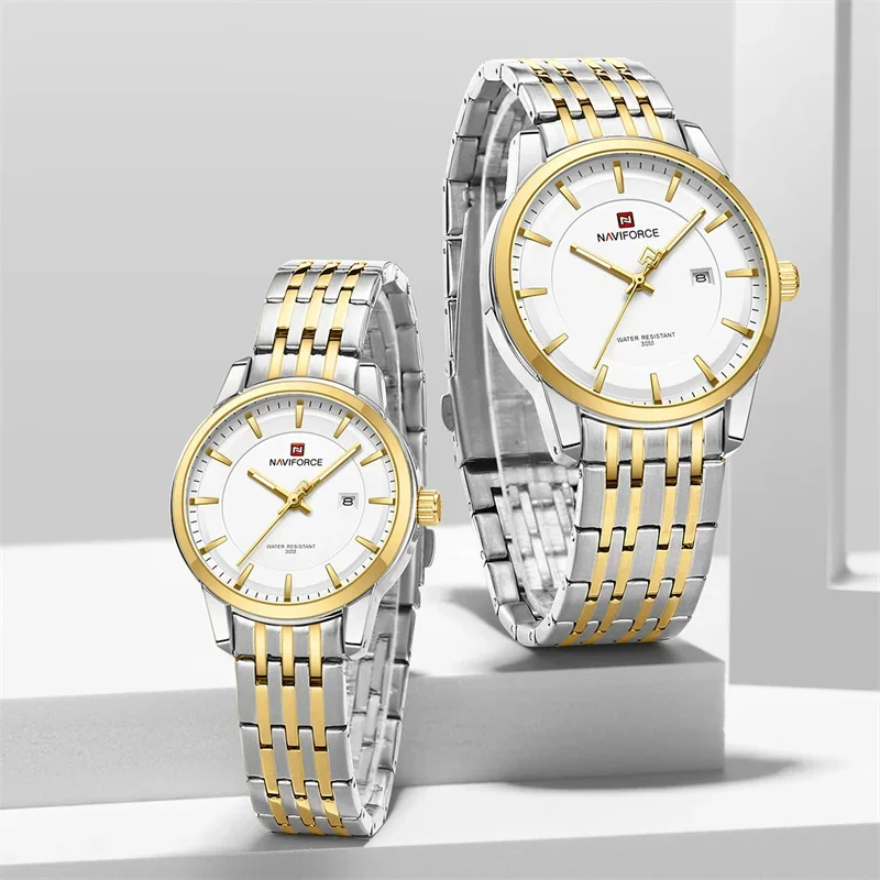 Naviforce 9228 Couple - Silver Gold White
