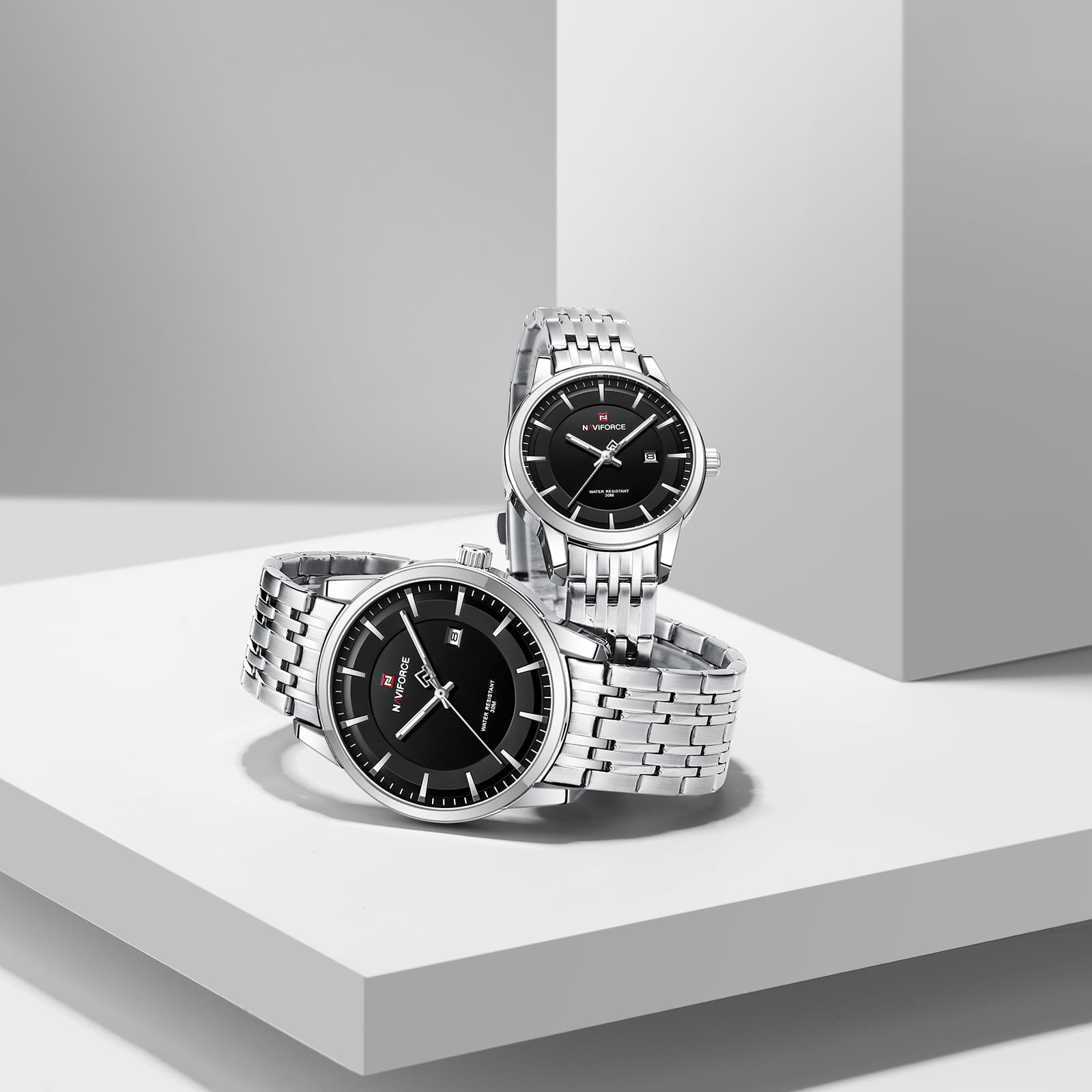 Naviforce 9228 Couple - Silver Black