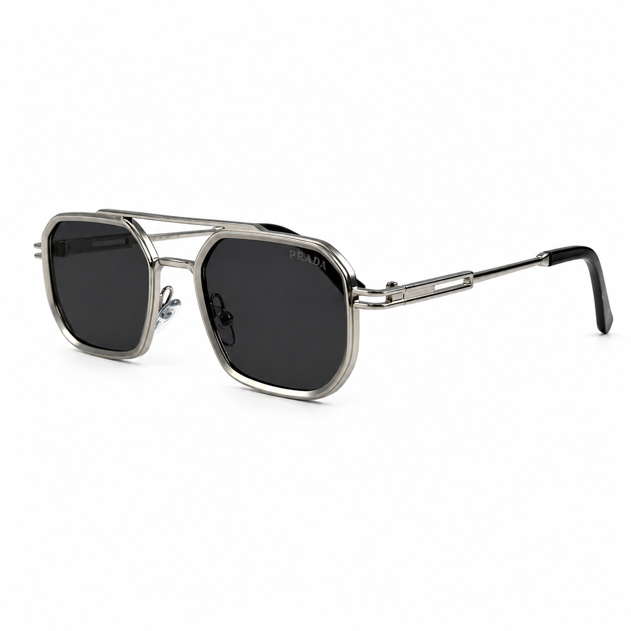 Prada Inspired Design Square Sunglasses - Silver