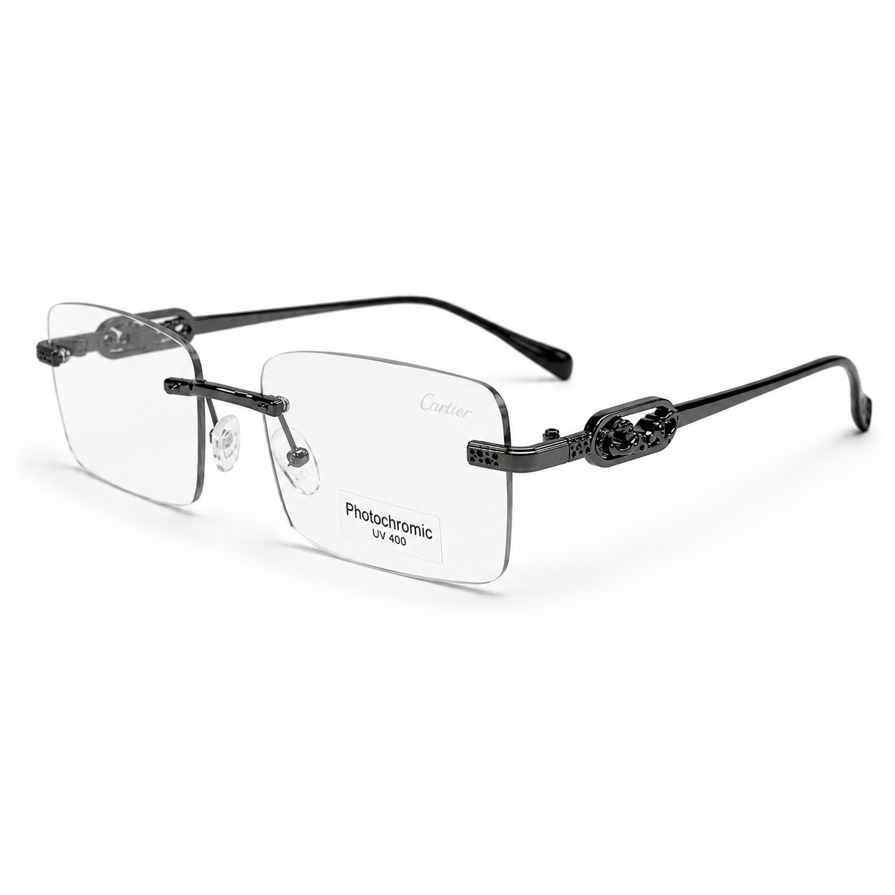 Cartier Inspired Design Rimless Sunglass- YT1051  C4-Black 