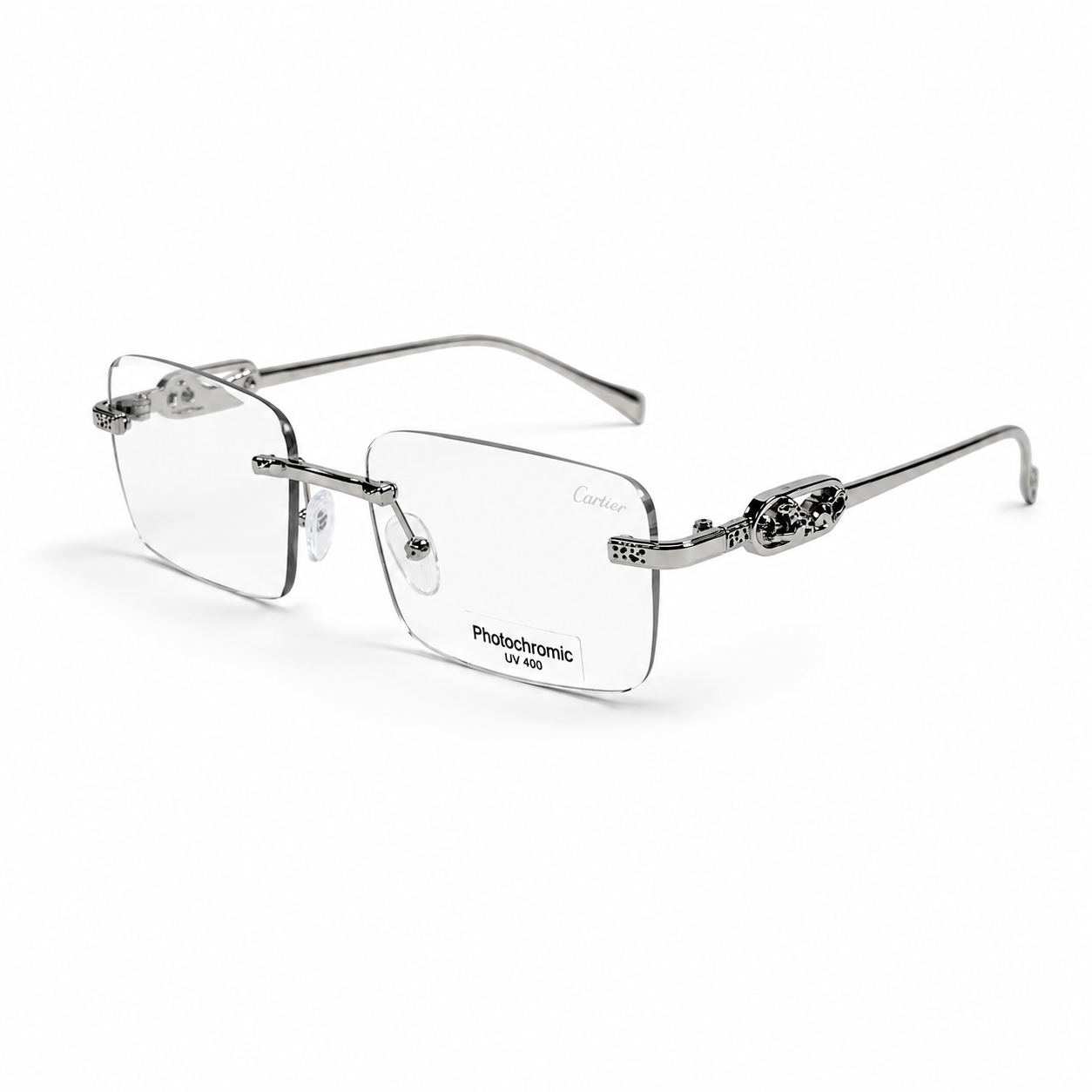 Cartier Inspired Design Rimless Sunglass- YT1051  C3 - Silver 