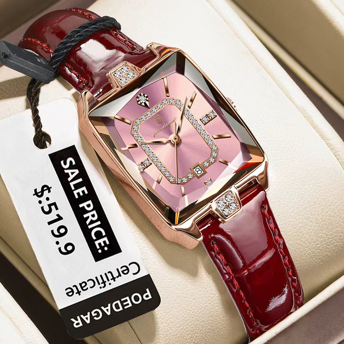 Poedagar 785L Ladies Watch - Red Pink