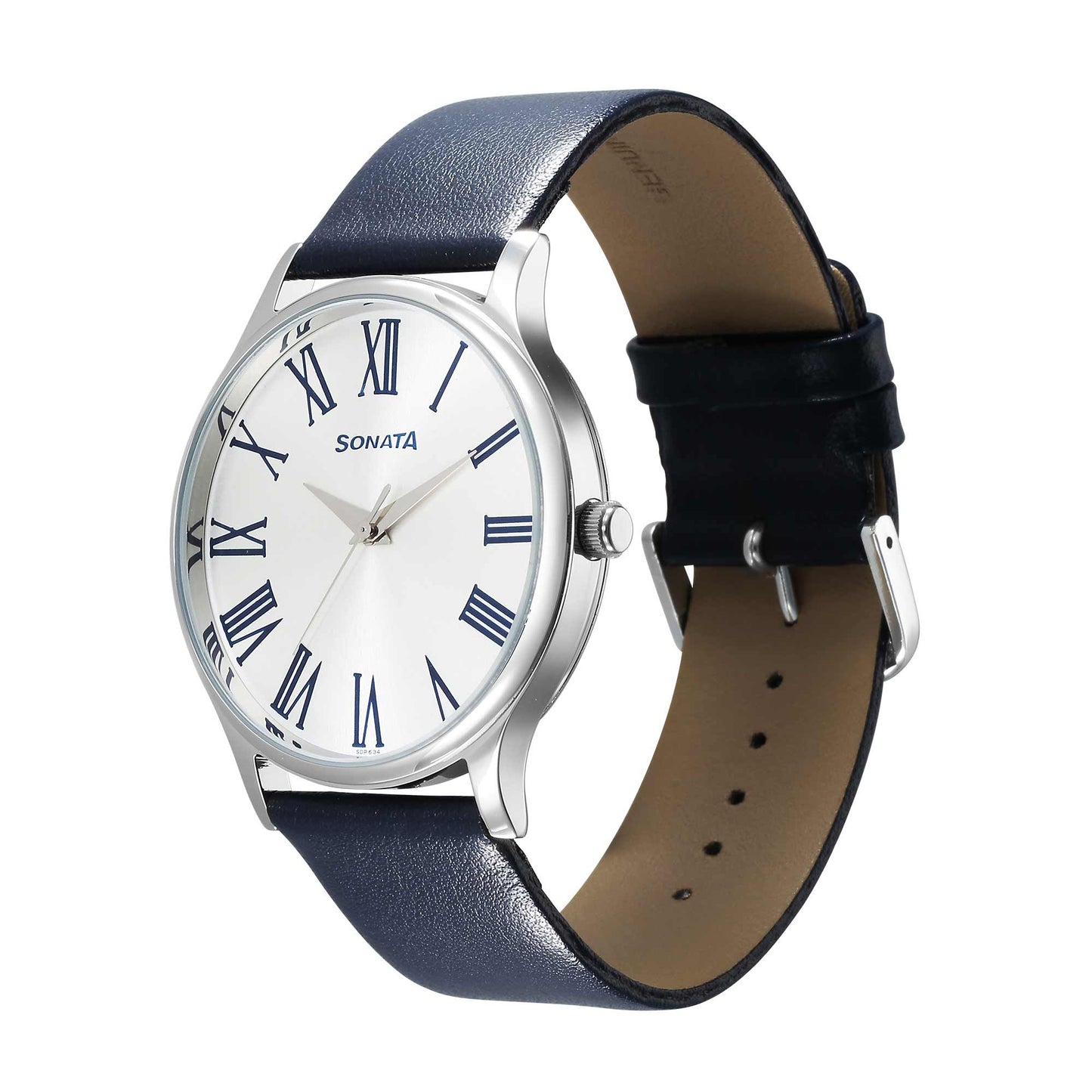 Sonata Aspire Quartz Analog White Dial Leather Strap Watch for Men - 77105SL13