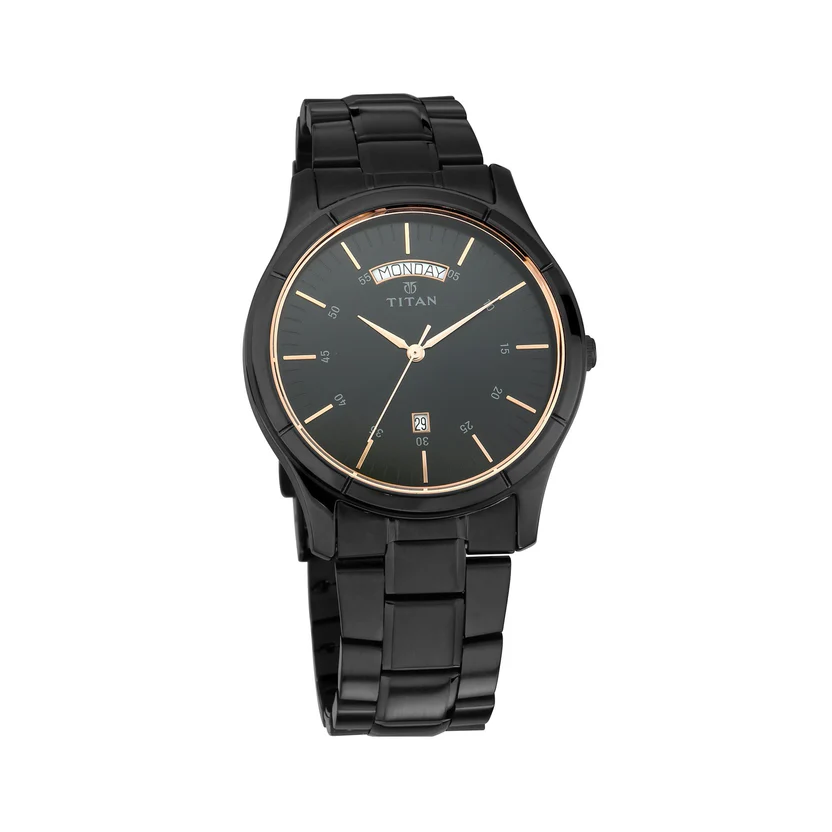  Titan Men Black Dial Stainless Steel Strap Watch 1767NM01