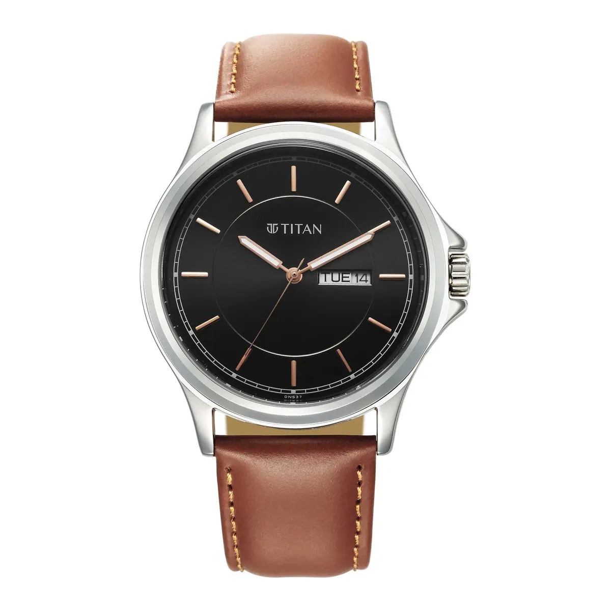 Titan Trendsetters Black Dial Leather Strap Quartz Men's Watch - 1870SL05 