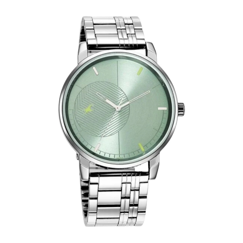Fastrack Stunners Quartz Analog Green Dial Metal Strap Watch for Guys NS3278SM01
