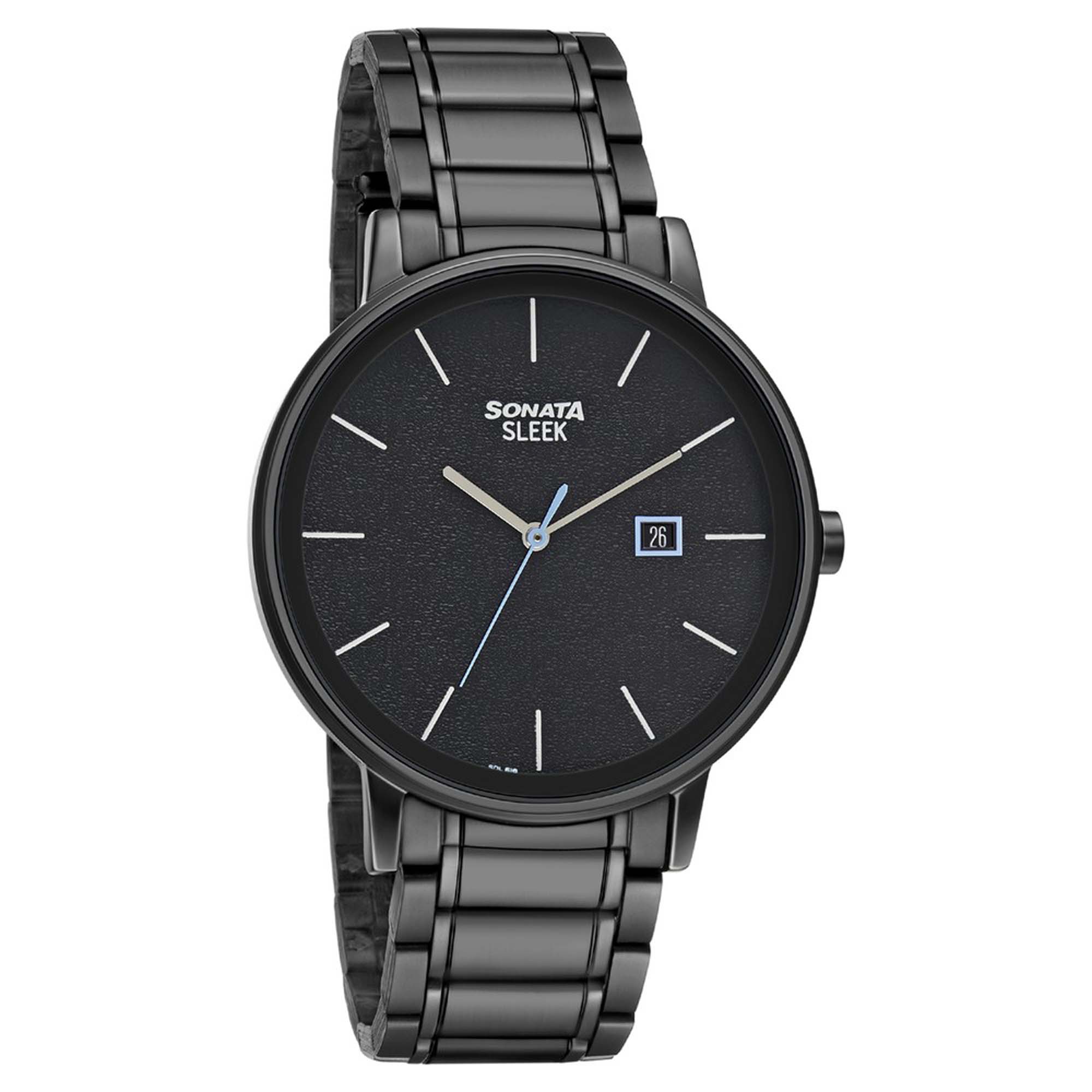 Sonata Sleek Black Dial Analog Watch - 7131NM02