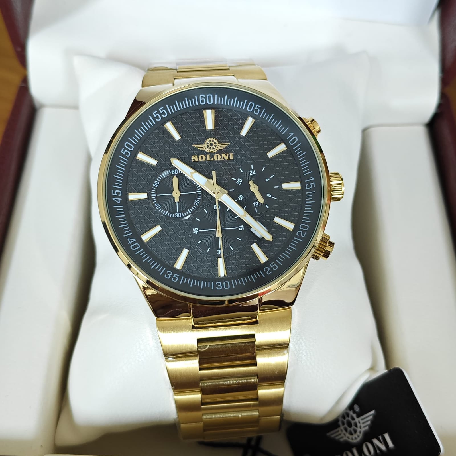 Soloni 3003M For Men - Gold Black With Premium Box