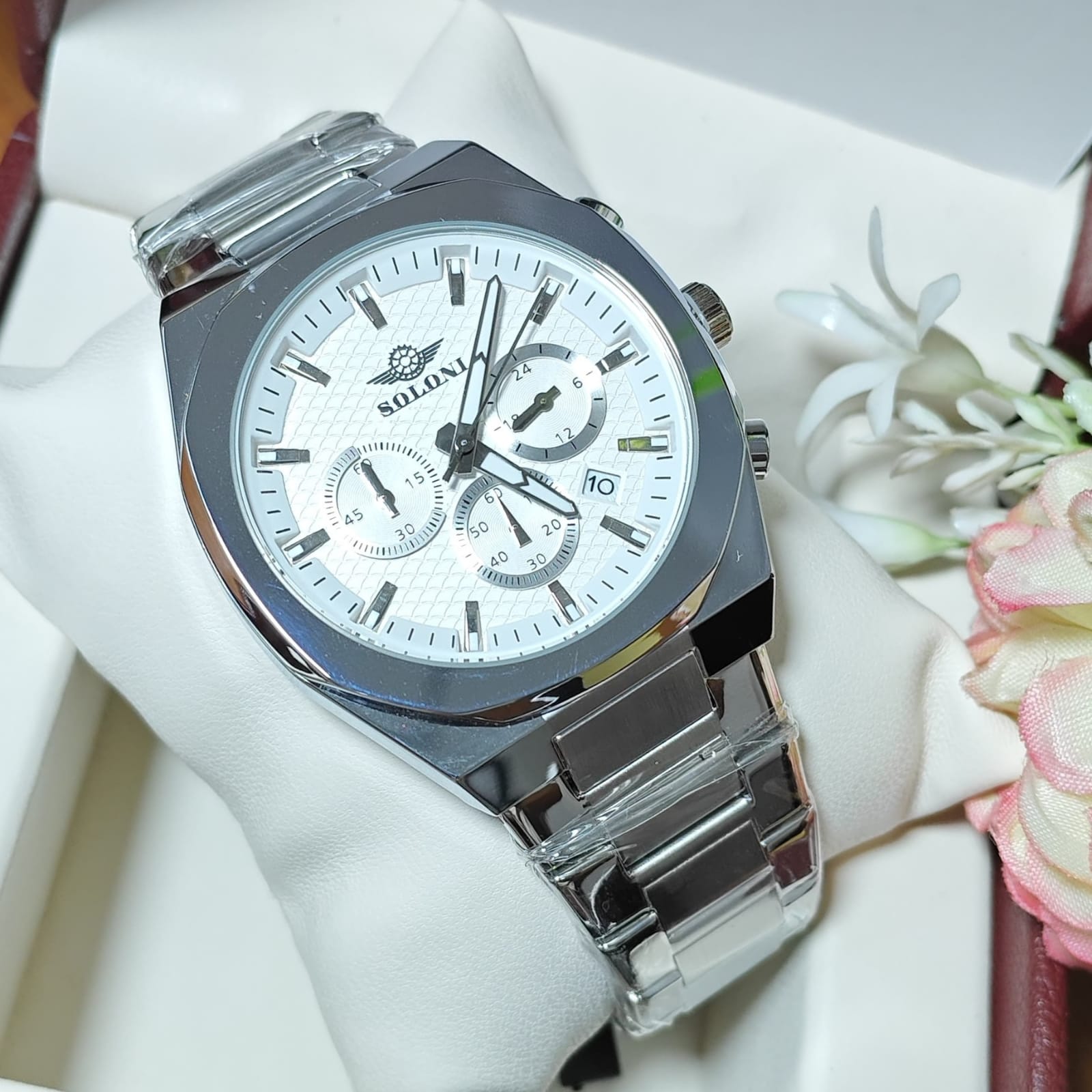 Soloni 3004M For Men - Silver With Premium Box