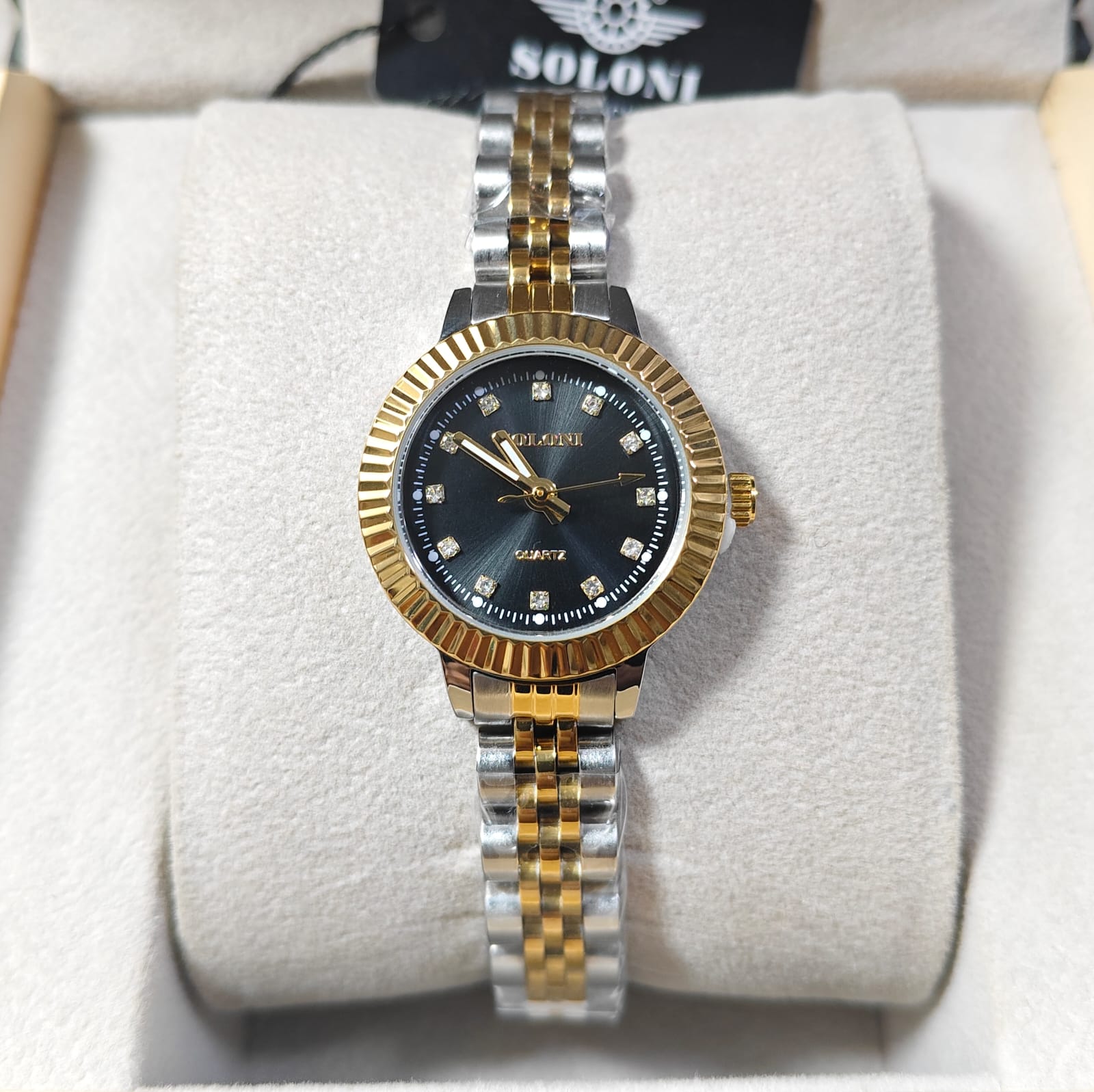 Soloni 1039 For Women - Silver Gold Black With Premium Box