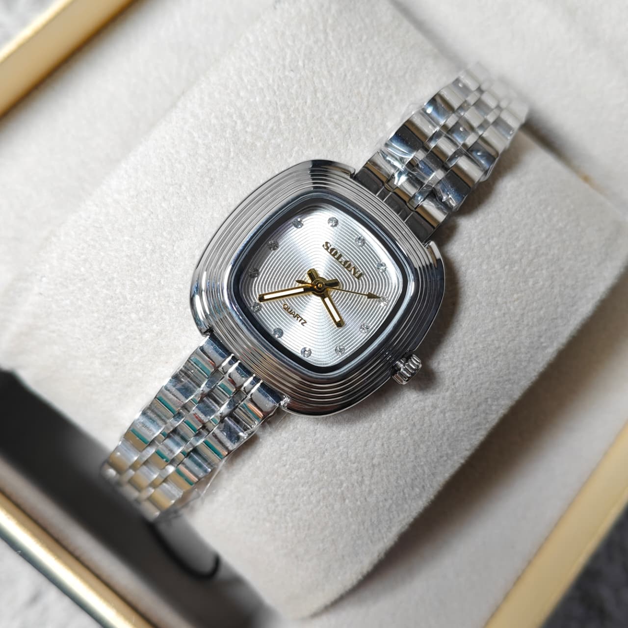 Soloni 1043 For Women - Silver White With Premium Box