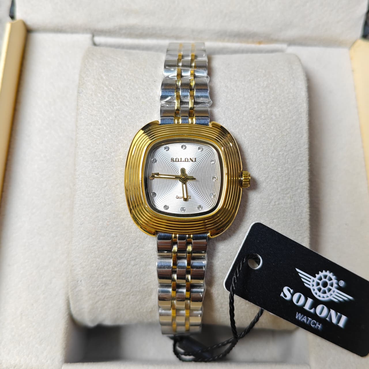 Soloni 1043 For Women - Silver Gold White With Premium Box
