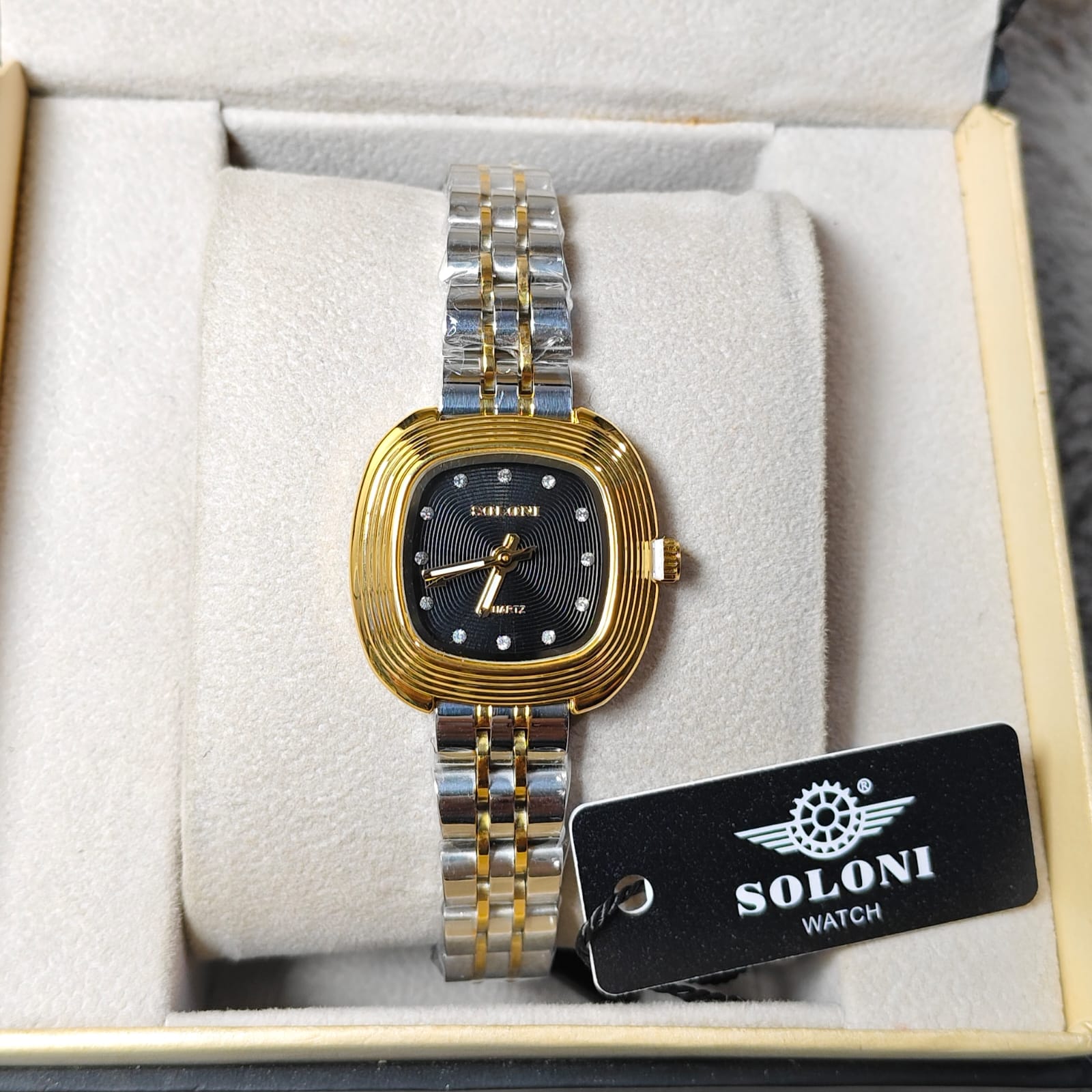 Soloni 1043 For Women - Silver Gold Black With Premium Box