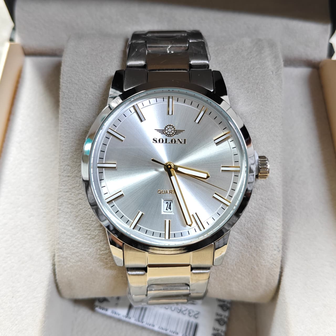 Soloni 1022M For Men - Silver White With Premium Box