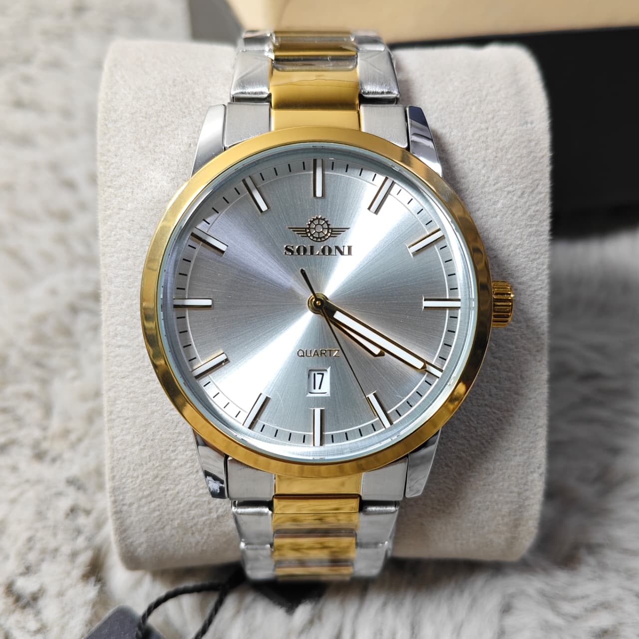 Soloni 1022M For Men - Silver Gold White With Premium Box