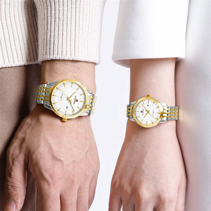 Naviforce 9228 Couple - Silver Gold White