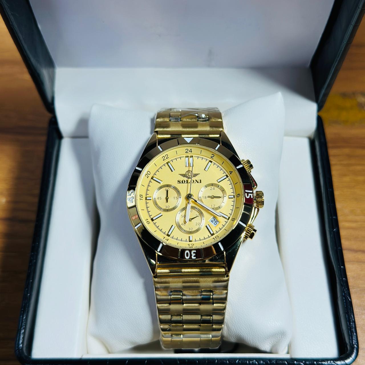 Soloni 3012 M For Men - Gold With Premium Box