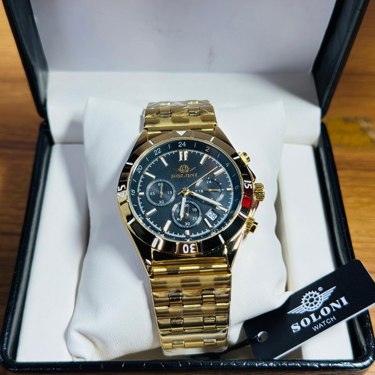 Soloni 3012 M For Men - Gold Black With Premium Box