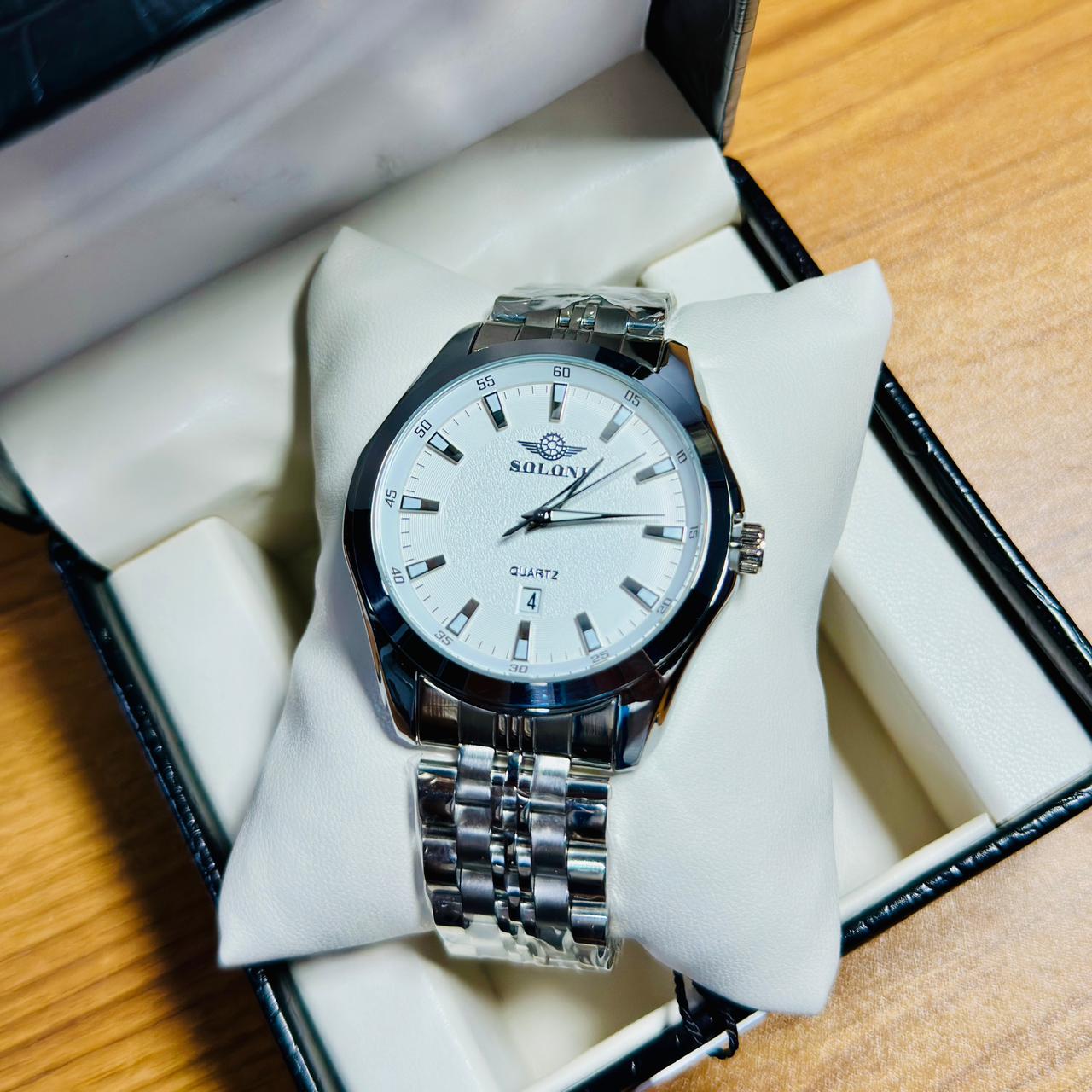 Soloni 1006 M For Men - Silver White with Premium Box