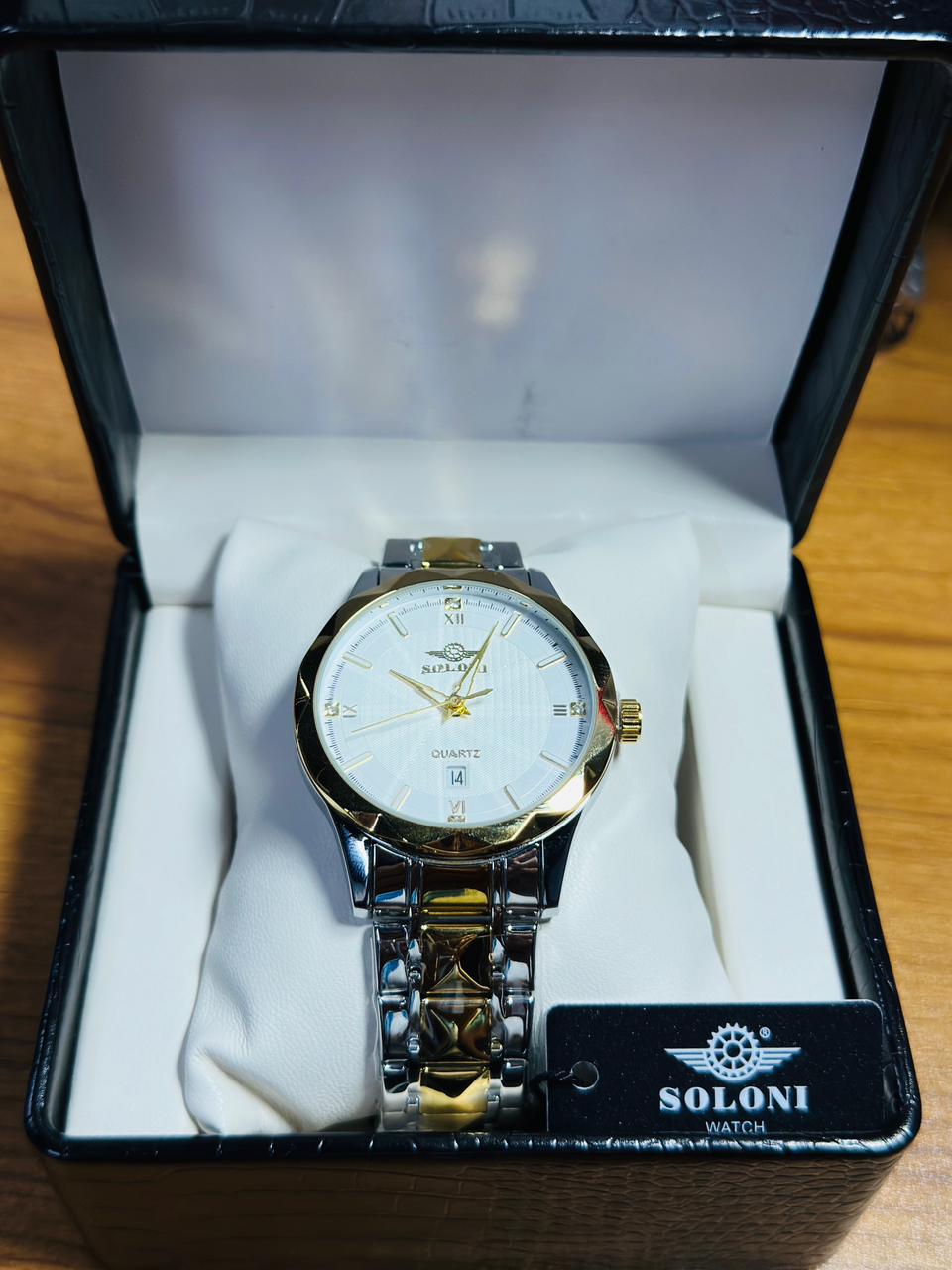 Soloni 1016 M For Men - Silver White with Premium Box