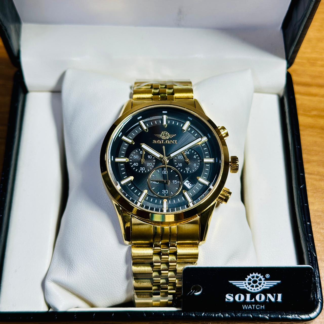 Soloni 3015 For Men - Gold Black With Premium Box