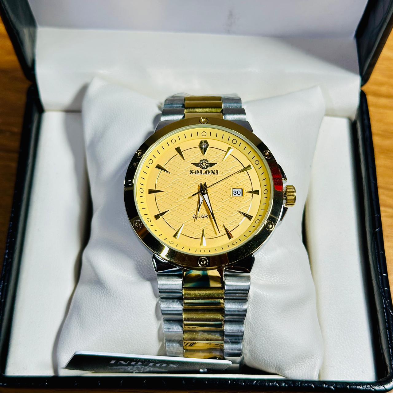 Soloni 1008 For Men - Silver Gold With Premium Box