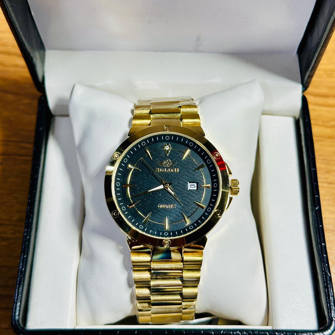 Soloni 1008 For Men - Silver Gold Black With Premium Box