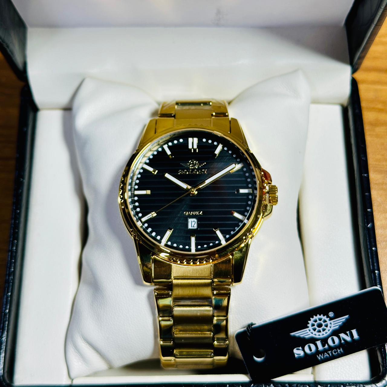 Soloni 1020 For Men - Gold Black With Premium Box