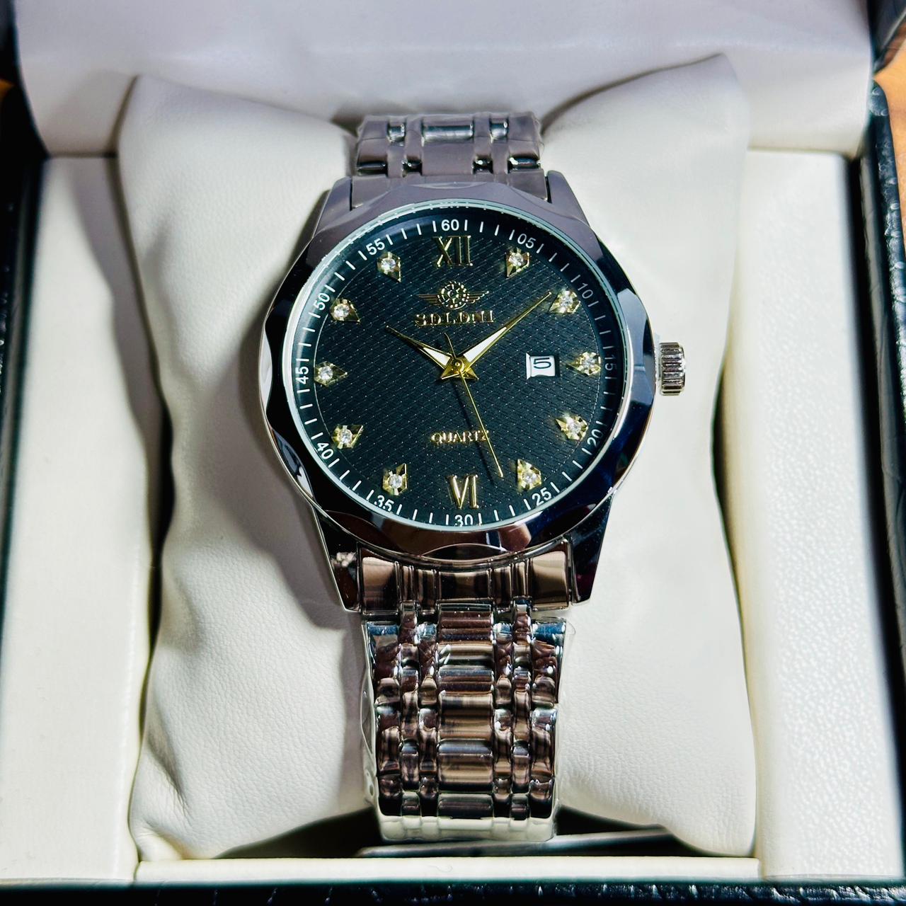 Soloni 1001 For Men - Silver Black With Premium Box