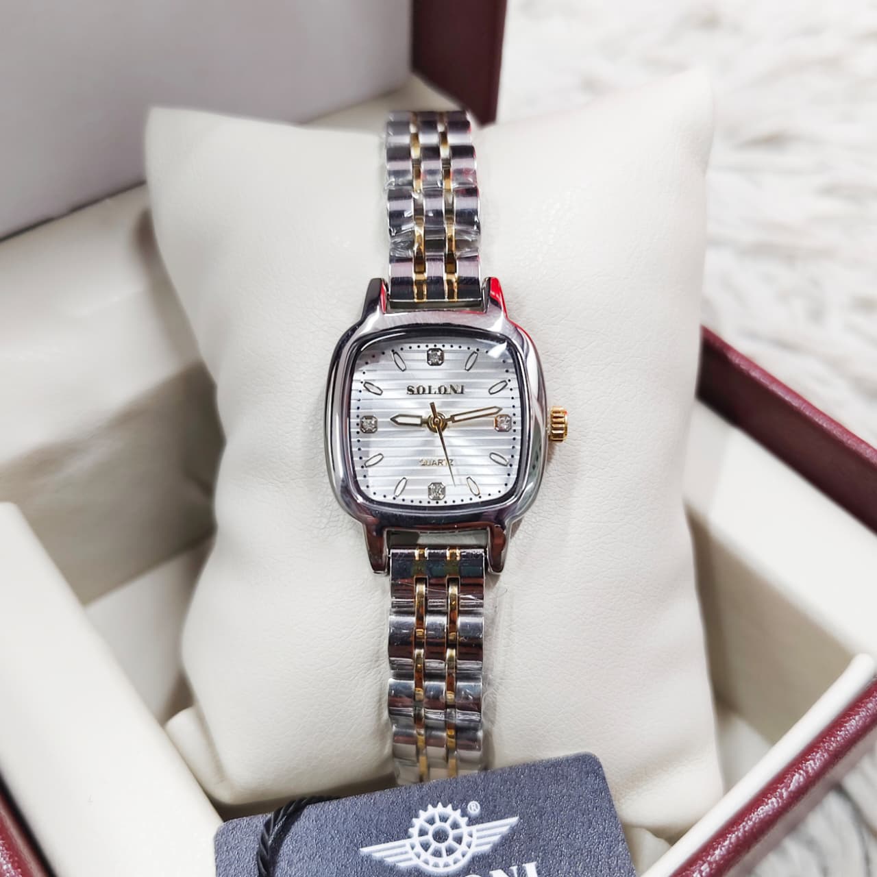 Soloni 1041 For Women - Silver Gold White With Premium Box