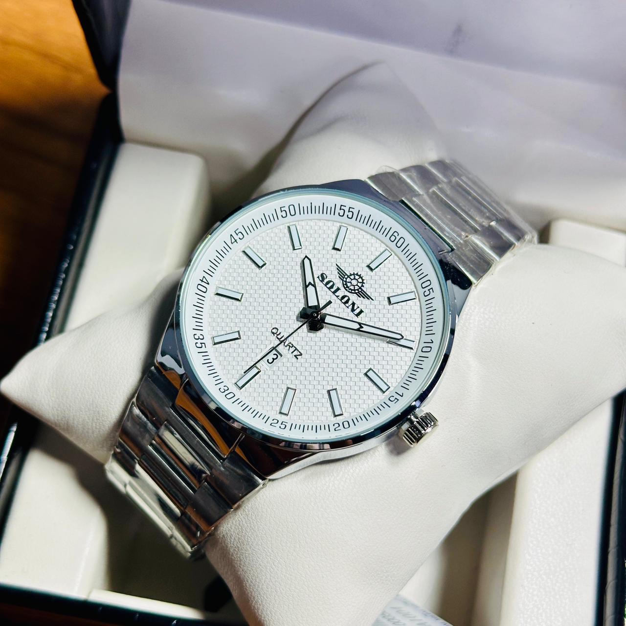 Soloni 1004M For Men - Silver With Premium Box