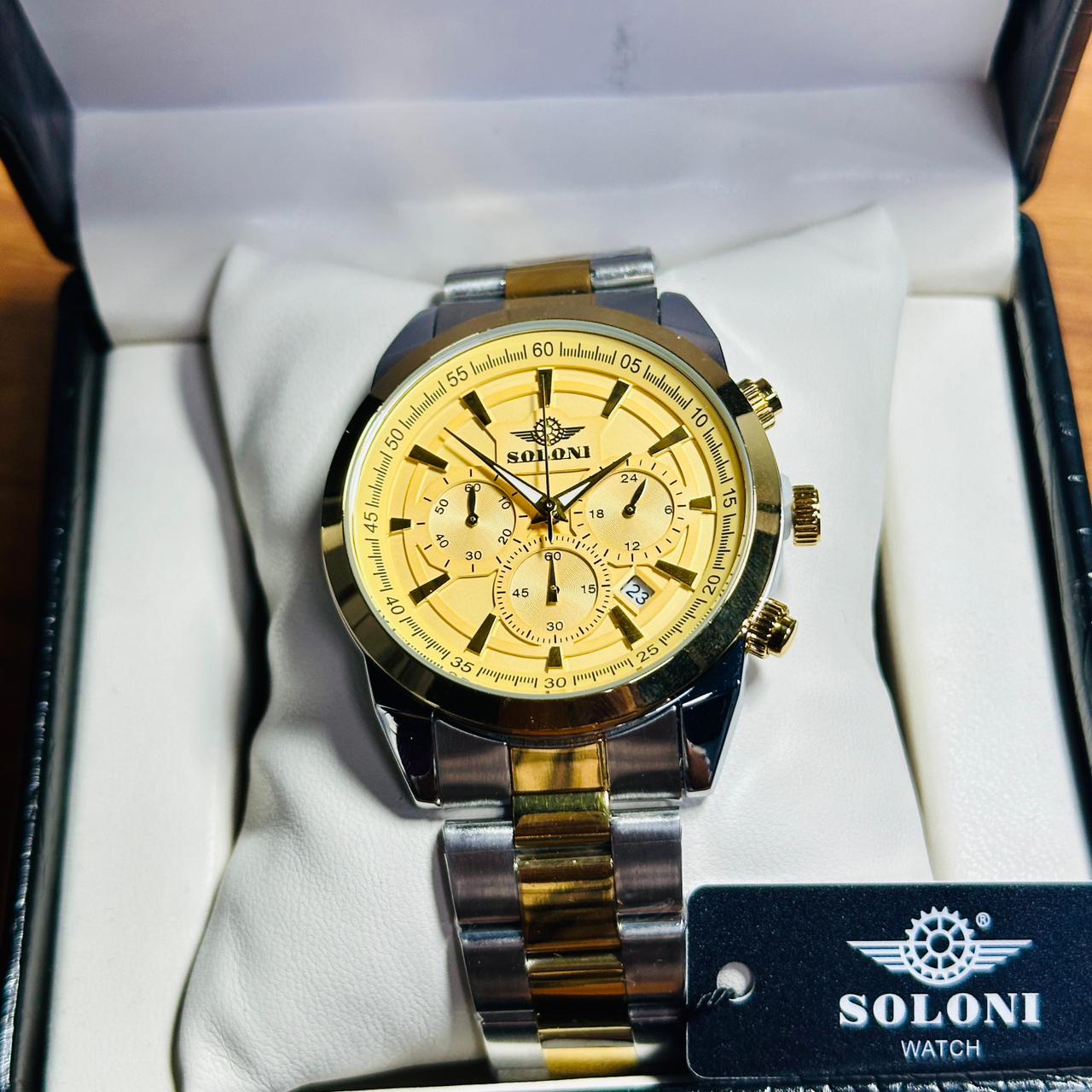 Soloni 3010 For Men - Silver Gold With Premium Box